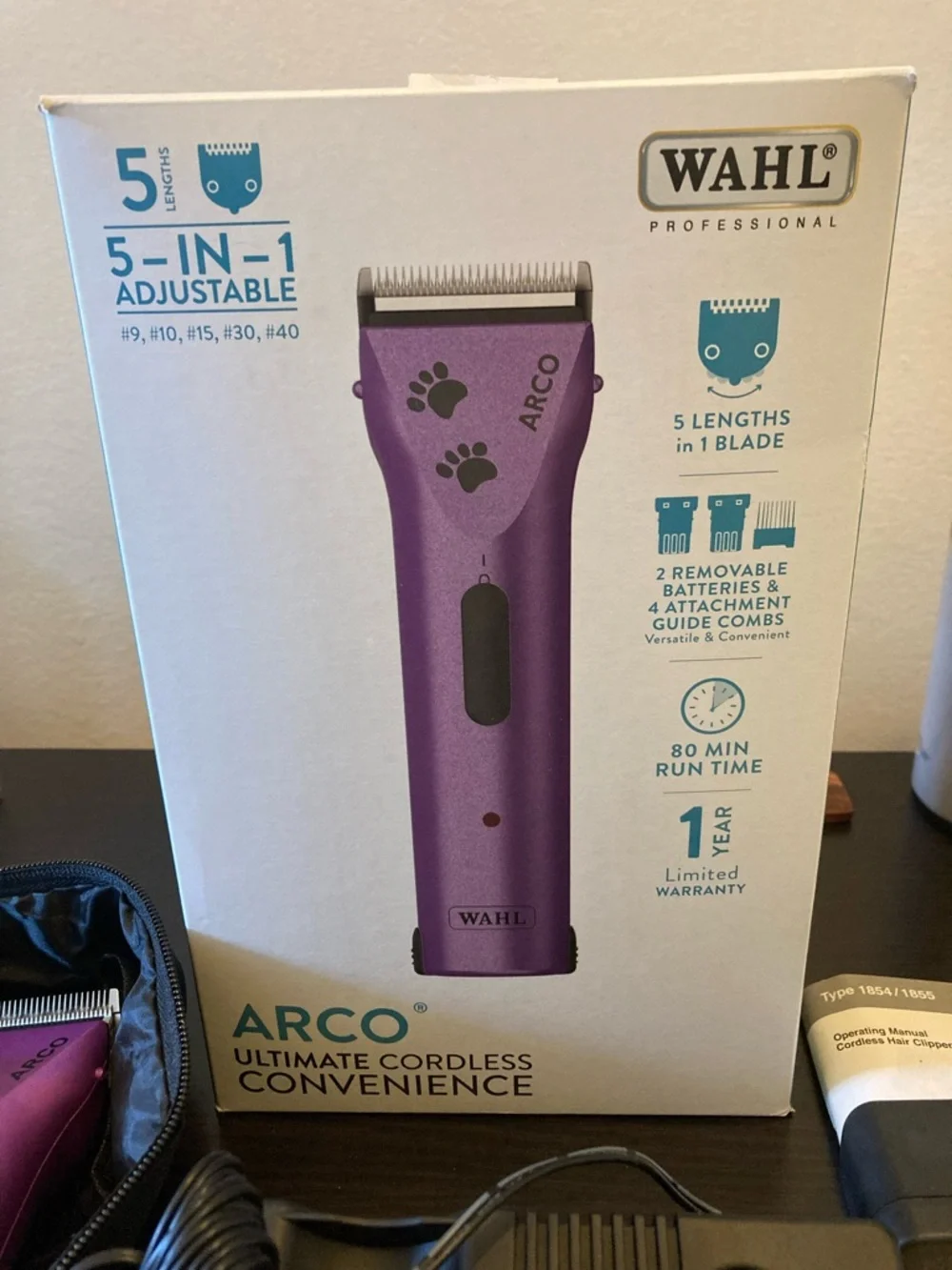 Wahl Arco Cordless Pet Clipper Kit, Purple